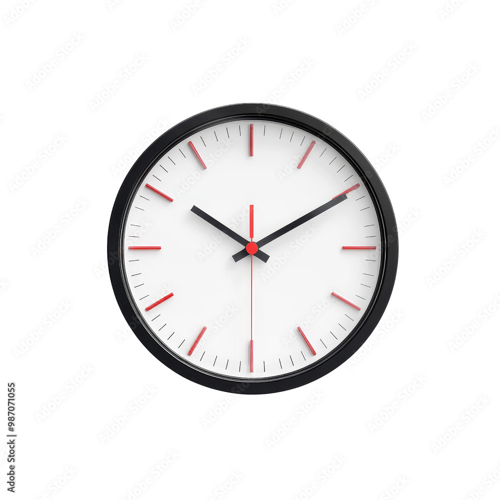 Clock Face with Black Bezel and Red Minute Marks Clock Face with Black Bezel and Red Minute Marks
