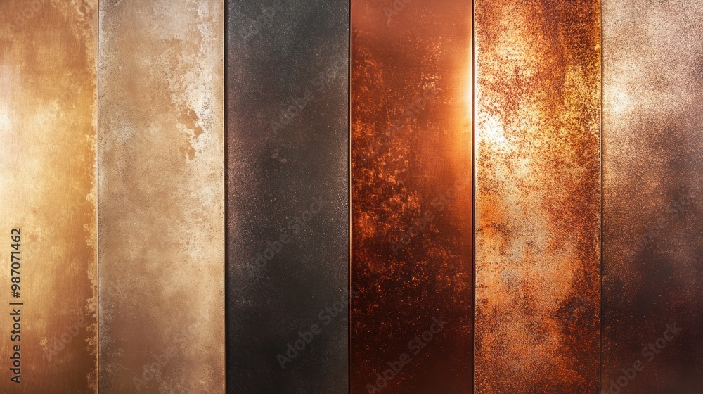 Fototapeta premium Rich copper to metallic bronze gradient with a glossy, reflective texture, offering a modern, industrial feel.