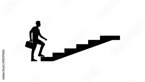 first step in carrier , black isolated silhouette