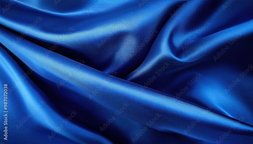 Luxurious Flowing Blue Satin Fabric with Soft Ripples and Shimmering Highlights. Close-Up of Silky Texture Illuminated by Gentle Light for Elegant Background or Design Inspiration Luxurious Flowing Blue Satin Fabric with Soft Ripples and Shimmering Highlights. Close-Up of Silky Texture Illuminated by Gentle Light for Elegant Background or Design Inspiration