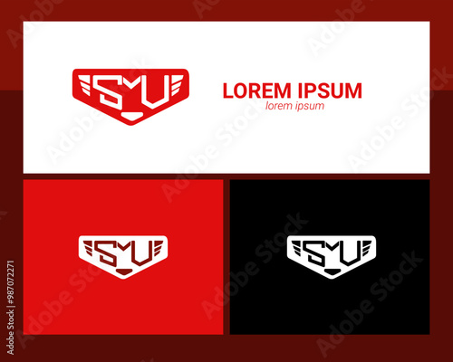 company logo concept template letter S M U with red color