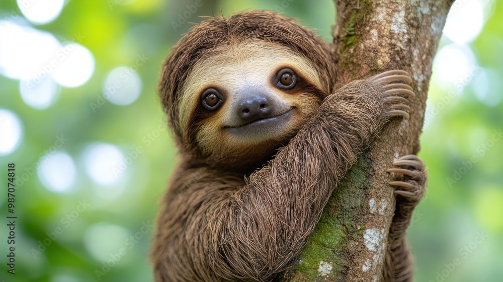 Adorable Sloth Hugging a Tree Adorable Sloth Hugging a Tree