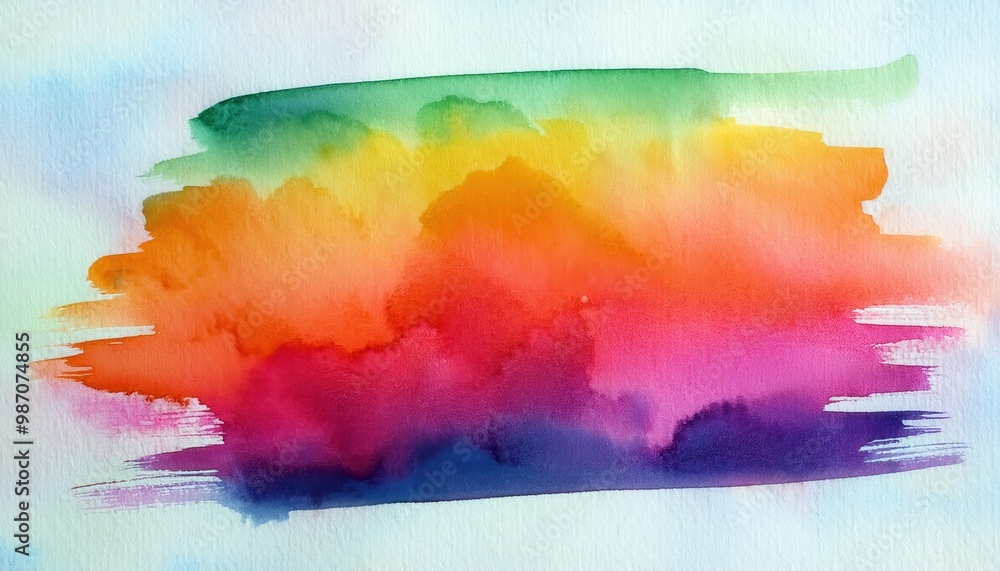 Fototapeta premium Vibrant Watercolor Abstract Splash. Soft Blending of Turquoise, Purple, Pink, and Orange Hues in Fluid Artistic Movement. Perfect for Creative Backgrounds, Art Projects, or Design Inspiration