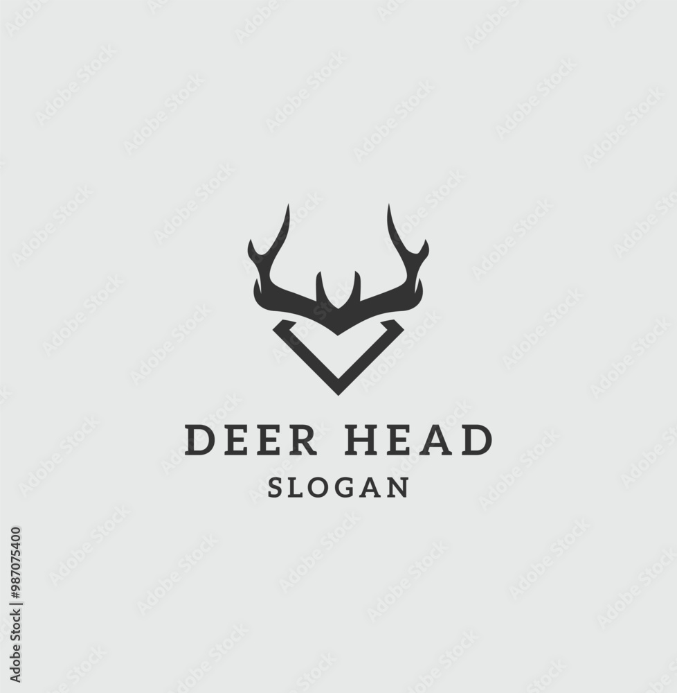 Minimalist Deer Head Logo Design Vector Minimalist Deer Head Logo Design Vector