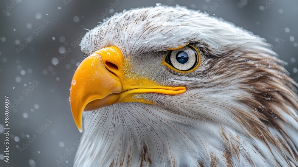 Bald Eagle Close Up in Snowy Weather Bald Eagle Close Up in Snowy Weather