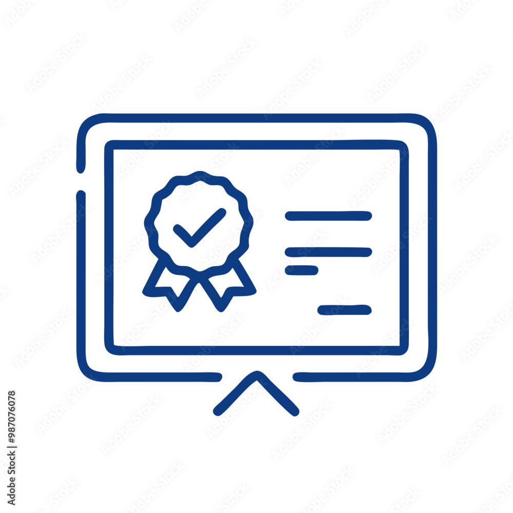 Digital badge icon in minimalist style and blue color, symbolizing achievement and recognition Digital badge icon in minimalist style and blue color, symbolizing achievement and recognition