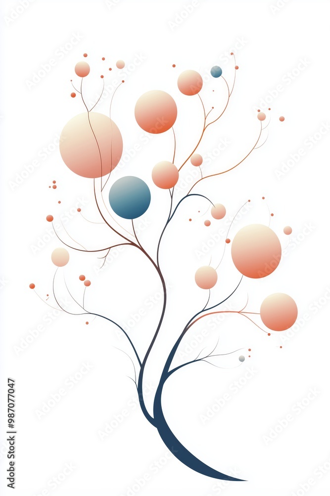 Abstract tree design with soft circles representing growth in pastel colors. Abstract tree design with soft circles representing growth in pastel colors.