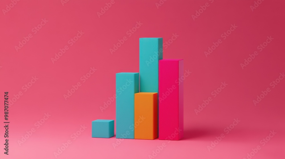 Colorful bar graph model against a pink background, symbolizing growth, analysis, and business metrics. Colorful bar graph model against a pink background, symbolizing growth, analysis, and business metrics.