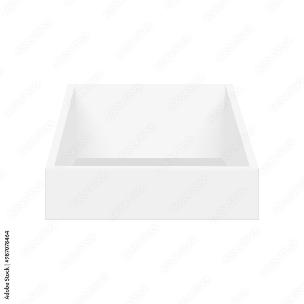 Empty Triangular Display Box Mockup, Isolated On White Background, Front View. Vector Illustration Empty Triangular Display Box Mockup, Isolated On White Background, Front View. Vector Illustration
