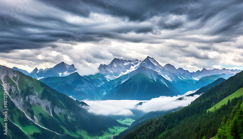 Dramatic Sky over Tyrol Mountains in Austria