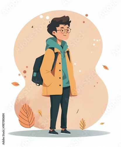 a cute boy in fashion. flat cartoon illustration