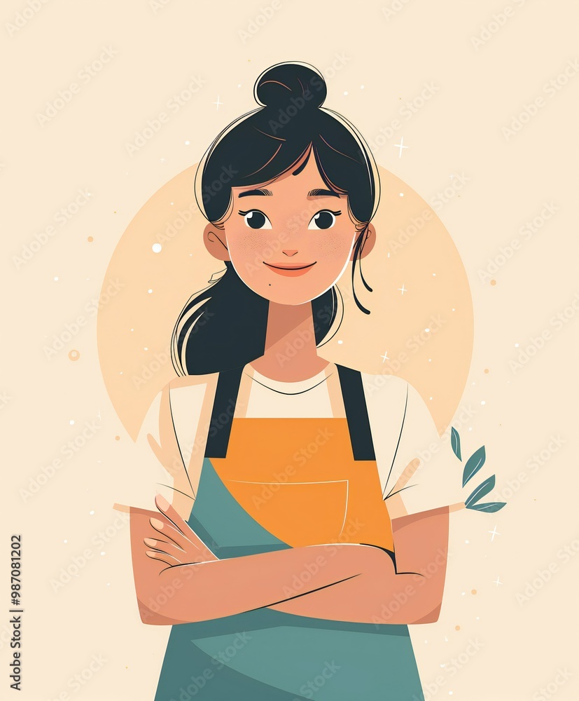 woman with confidence. flat illustration woman with confidence. flat illustration