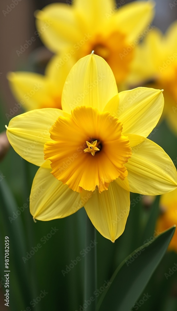 Close-Up of Vibrant Yellow Daffodil Blooming in Spring Garden Phone wallpaper Close-Up of Vibrant Yellow Daffodil Blooming in Spring Garden Phone wallpaper