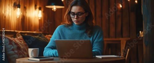 The Woman Using Laptop Comfortably