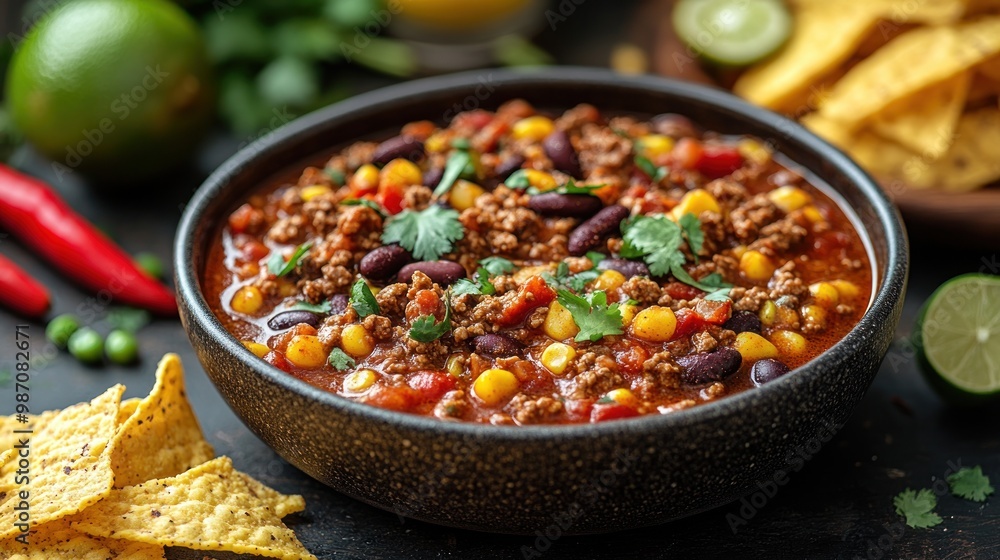 Chili Con Carne, Traditional Mexican Food Chili Con Carne, Traditional Mexican Food