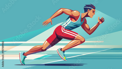 Athlete Running Side View Isolated on Transparent Background