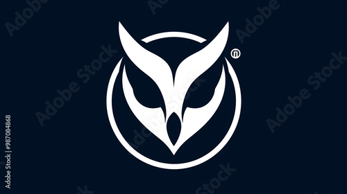 Minimalistic owl logo design on black background