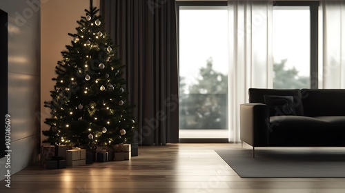 Elegant and Sleek Christmas Tree with Minimal Ornaments