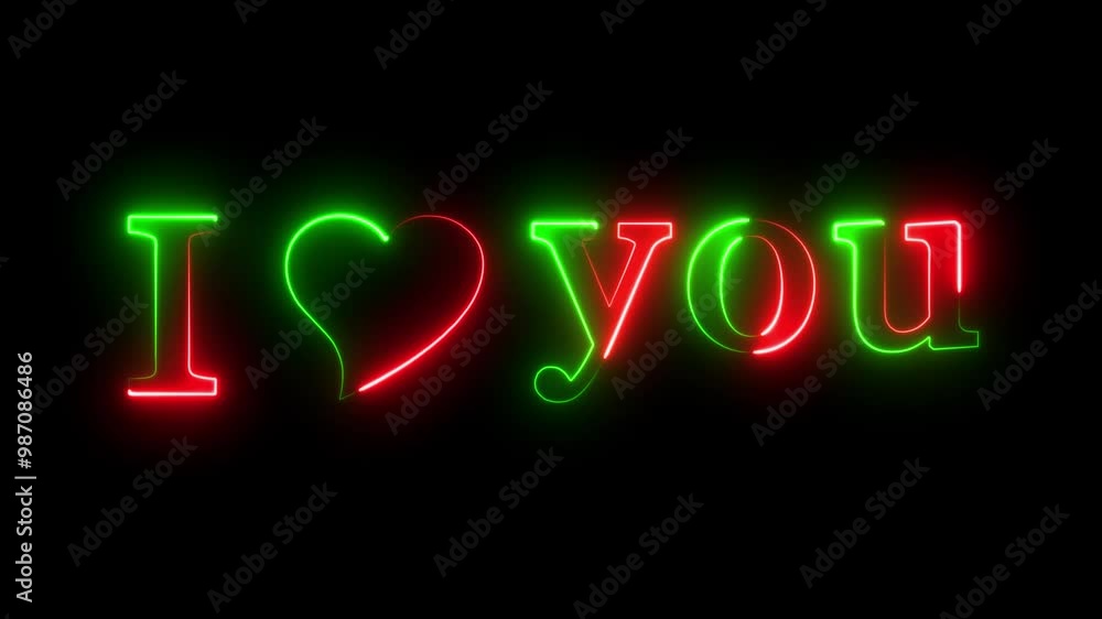 Beautiful glowing neon Text i love you line neon love text animation of line neon Black background. Beautiful glowing neon Text i love you line neon love text animation of line neon Black background.