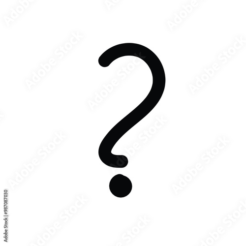 Doodle hand drawn question mark icon isolated on white background. Vector illustration