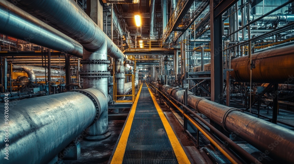 Industrial Interior with Pipes and Catwalks Industrial Interior with Pipes and Catwalks