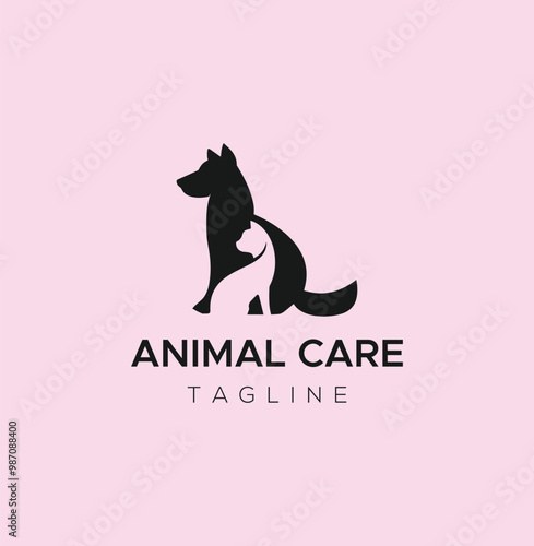 Animal care logo design template. pet car vector icon illustration