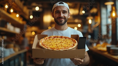Man holding pizza