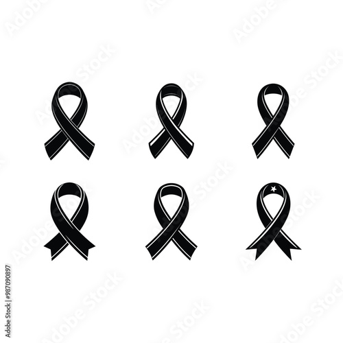  Generative AI cancer ribbon vector and line art design, perfect for awareness campaigns.