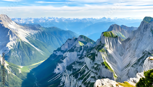 Stunning view of the mountains from Hochiss peak in the Rofan Mountains photo