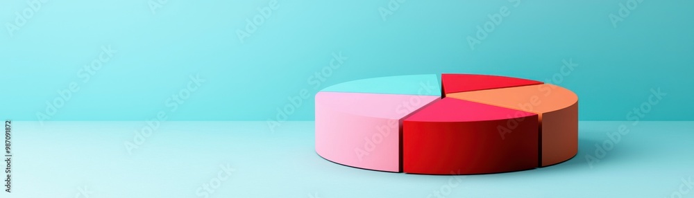 A vibrant pie chart displayed on a smooth surface, representing data visualization in a modern design. A vibrant pie chart displayed on a smooth surface, representing data visualization in a modern design.