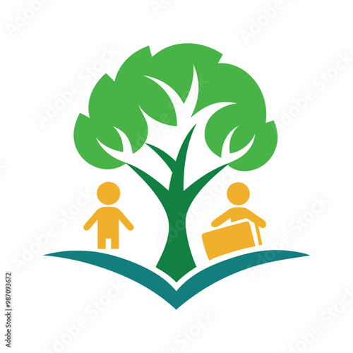 Tree education logo vector illustration symbolizing growth, learning, and academic success. photo