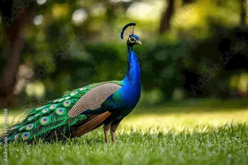 Wallpaper Mural Peacock stand on grass, ai Torontodigital.ca