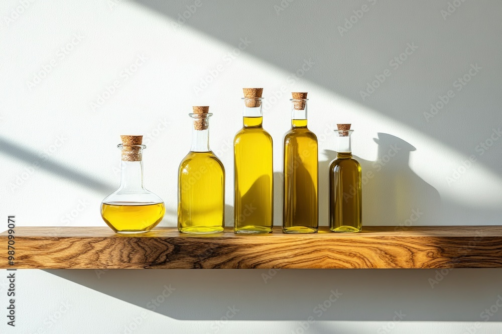 Abstraction from olive oil on wooden shelf white background, ai Abstraction from olive oil on wooden shelf white background, ai