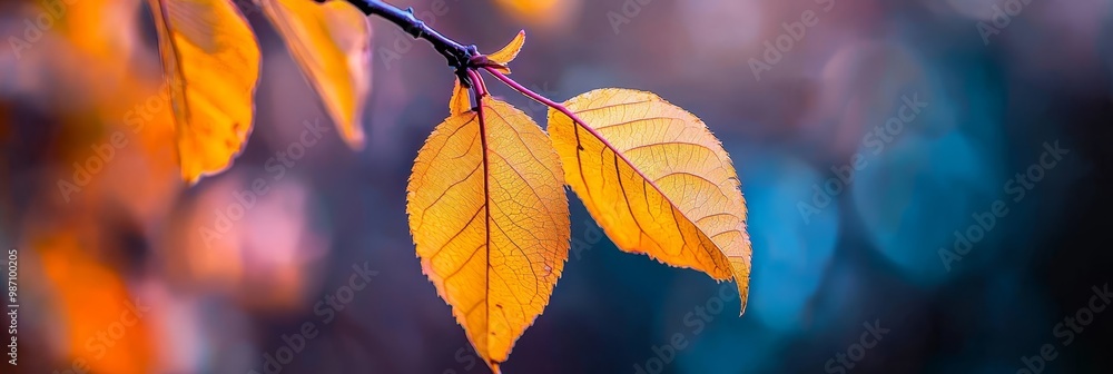 A tight shot of a tree leaf on a branch, surrounded by an out-of-focus backdrop of leaves A tight shot of a tree leaf on a branch, surrounded by an out-of-focus backdrop of leaves