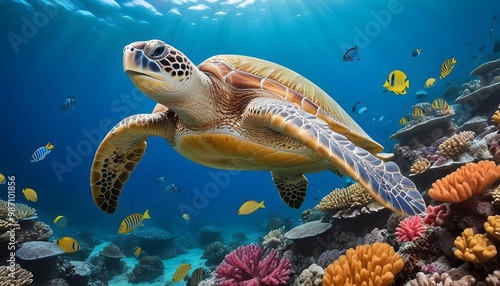 turtle, sea, underwater, ocean, water, reef, animal, diving, reptile, marine, coral, scuba, sea turtle, fish, swimming, green turtle, hawksbill, blue, green, shell, tortoise, wildlife, tropical, natur