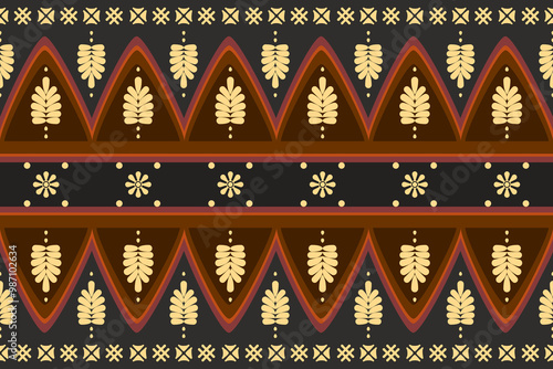 Vector illustration of an ethnic geometric pattern. Bohemian seamless pattern. Embroidery. Seamless traditional design pattern for fabrics, backgrounds, carpets, wallpapers, clothes, and pillowcases.
