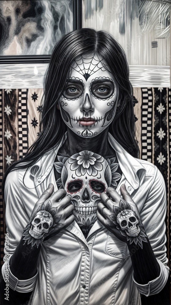 portrait of a woman in mask portrait of a woman in mask