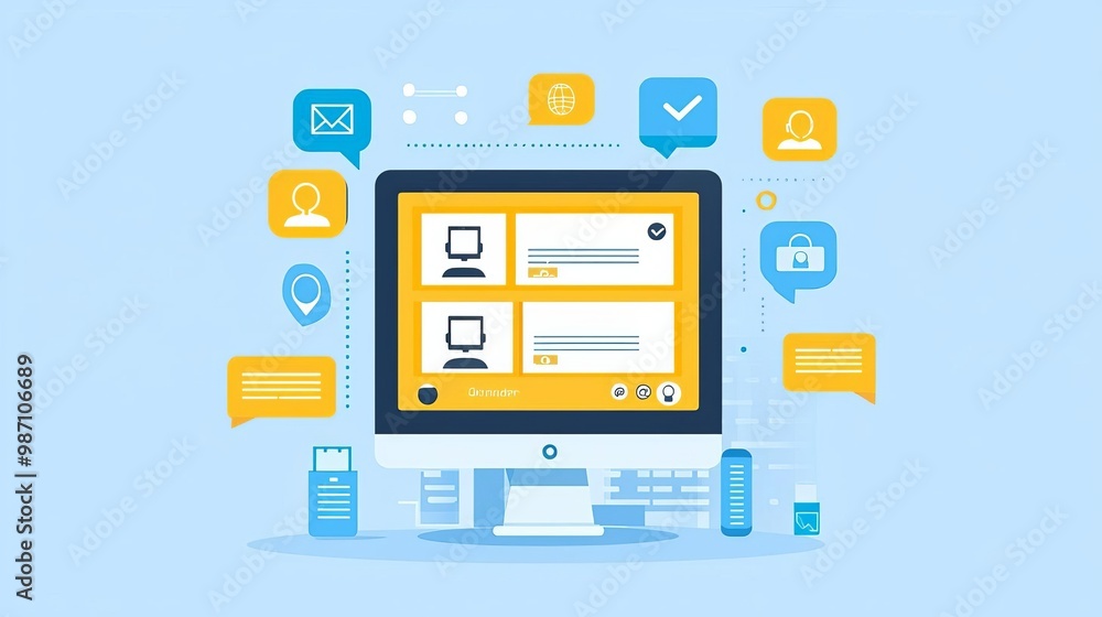 Business customer Service Quality CRM Business customer service, professional environment, no face, 3D illustration Business customer Service Quality CRM Business customer service, professional environment, no face, 3D illustration