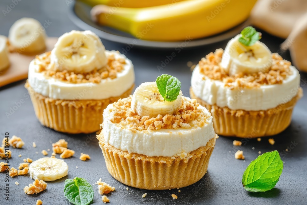Breakfast. Delicious cheesecakes with ripe banana, ai Breakfast. Delicious cheesecakes with ripe banana, ai