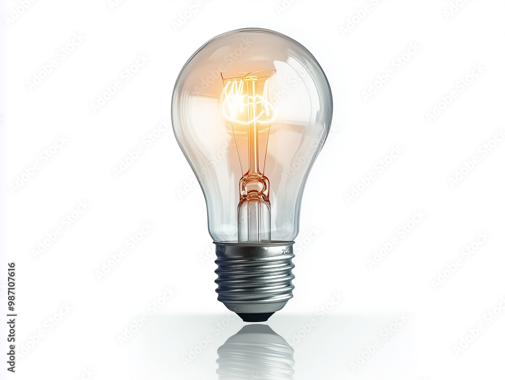 Lampadina trasparente su sfondo bianco, simbolo di creatività e innovazione. Semplicità e brillantezza in un oggetto di design essenziale. Lampadina trasparente su sfondo bianco, simbolo di creatività e innovazione. Semplicità e brillantezza in un oggetto di design essenziale.