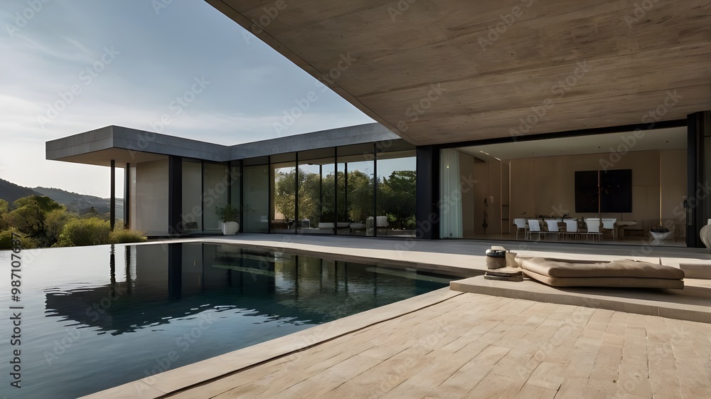 Modern villa, luxurious house with futuristic design, featuring a pool and sleek architecture, a true luxury residence Modern villa, luxurious house with futuristic design, featuring a pool and sleek architecture, a true luxury residence