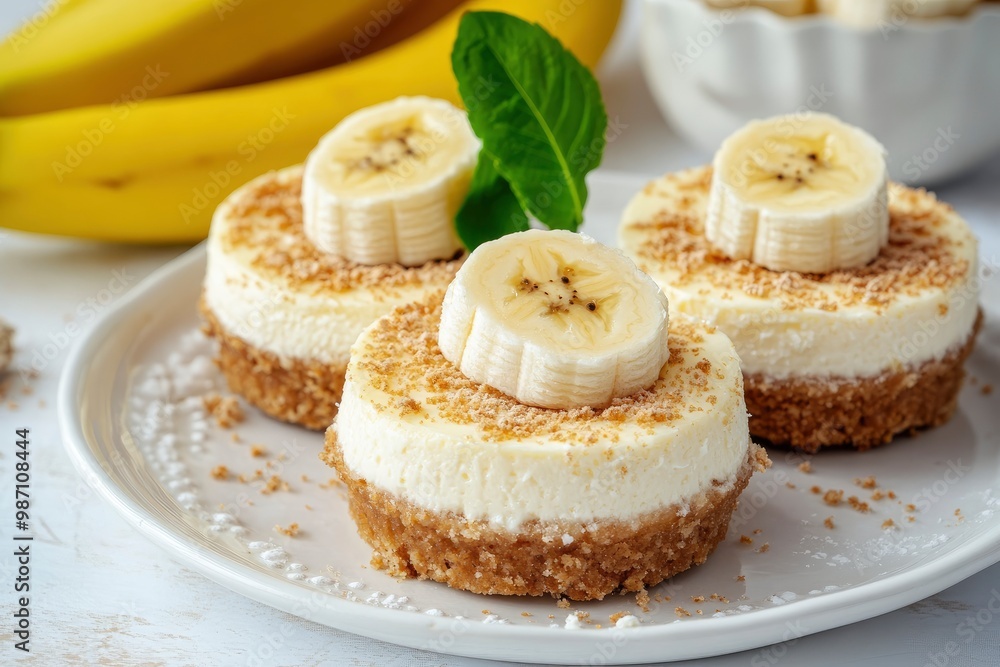 Breakfast. Delicious cheesecakes with ripe banana, ai Breakfast. Delicious cheesecakes with ripe banana, ai