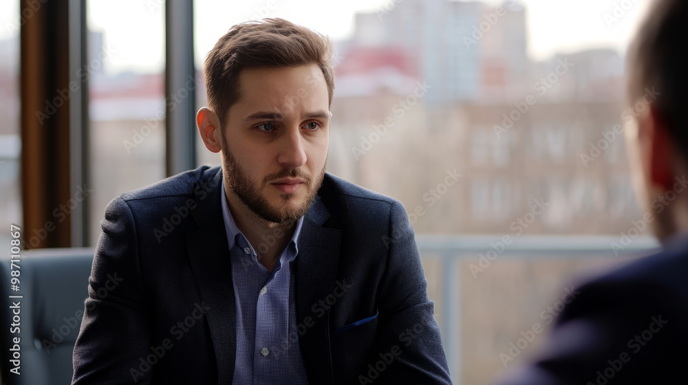 A focused executive receiving insights from a coach during a one-on-one coaching session A focused executive receiving insights from a coach during a one-on-one coaching session