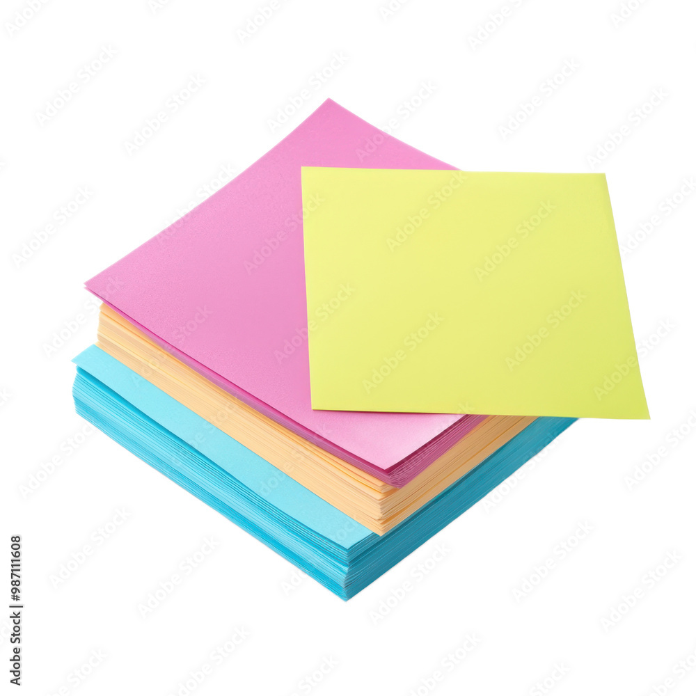 Sticky Notes side view isolate on transparent background Sticky Notes side view isolate on transparent background
