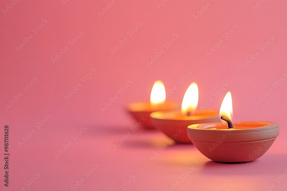 Lighted candle on a pink background Lighted candle on a pink background