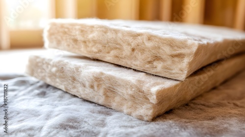 Two Pieces of Brown Fiberglass Insulation