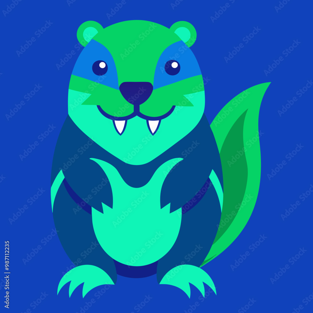 Beaver creative vector design green on a white background Beaver creative vector design green on a white background