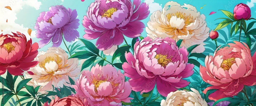 Pattern with peonies, background Pattern with peonies, background