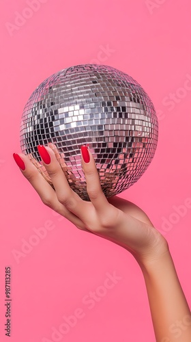 portrait of a woman with hand holding ball photo