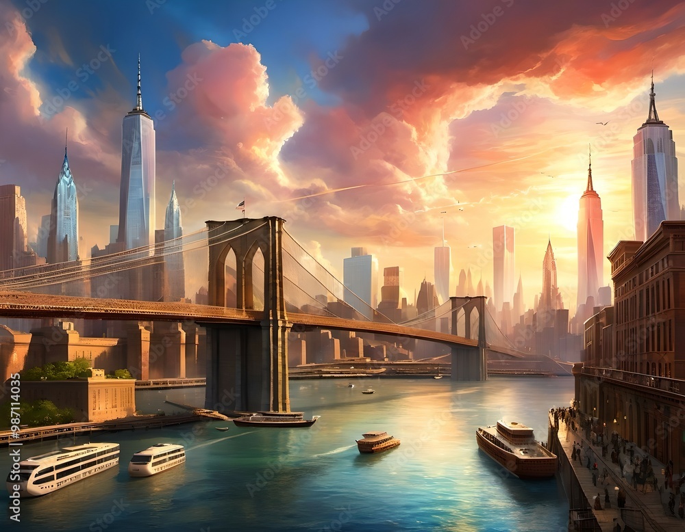 Fototapeta premium New York City, Brooklyn Bridge